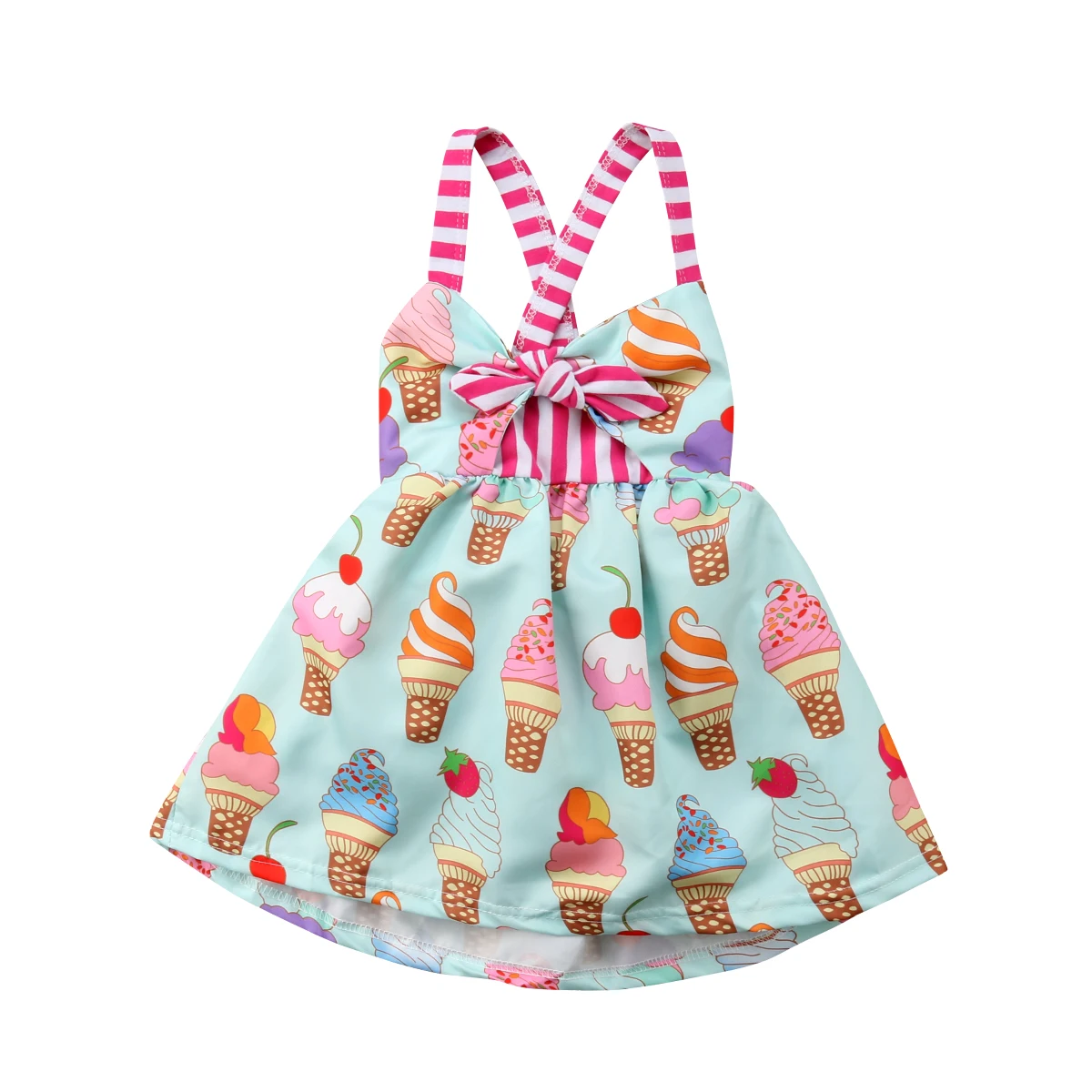 6M-5Years Ice cream printed dress for Toddler Baby Girls Party Halter Backless Tutu Dresses Sundress | Детская одежда и обувь