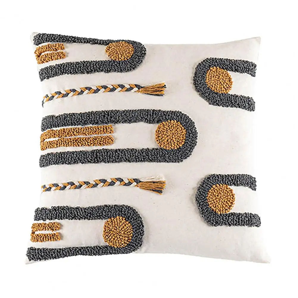

Hand-tufted Cushion Pillowcase Geometric Pattern Family Living Room Cotton Sofa Bench Cushion Pillow Cushion Cover