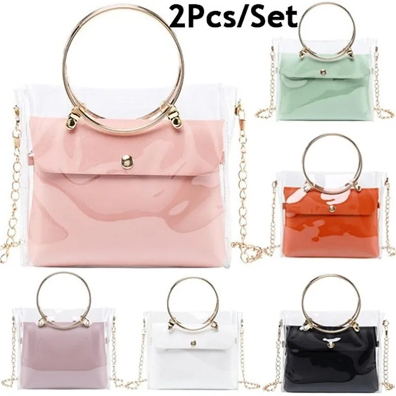 

Design Luxury Handbag Women Transparent Bucket Bag Clear Pvc Jelly Small Shoulder Bag Female Chain Crossbody Messenger Bags