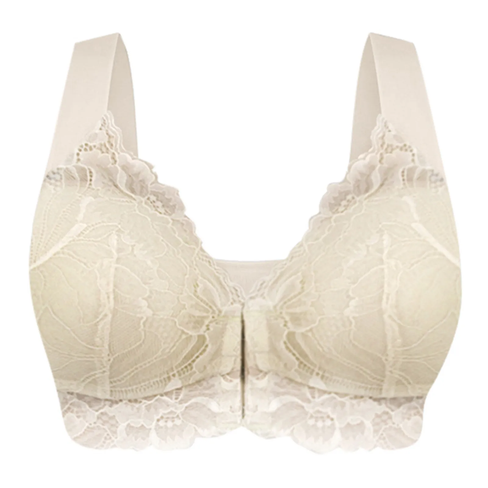 

Women's thin Cup Front Breasted Side Closure Solid Side Collection Milk Color Stereotypes Large Size
