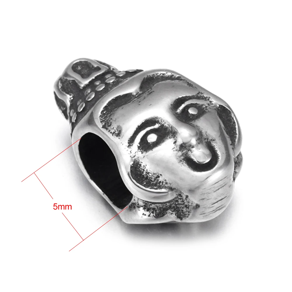 Stainless Steel Buddha Bead Polished 5mm Large Hole Metal Beads Buddhist Charms for DIY Jewelry Making Accessories | Украшения и