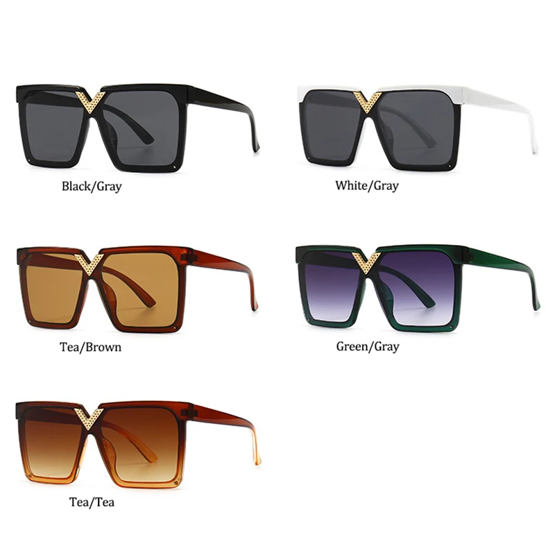 

Trendy Sunglasses For Women 2021 Fashion Square Brand Designer Black Big Frame Sunglasses Men Classic Retro Unisex Eyewear Vinta