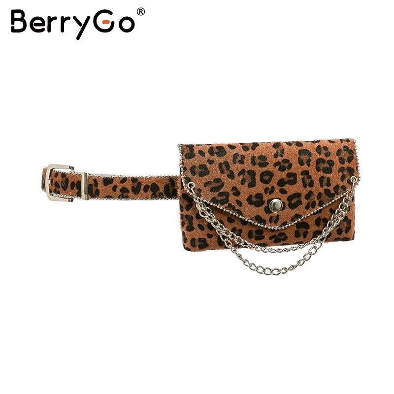BerryGO, Леопардовый принт, поясная сумка для женщин, цепочка, пояс-кушак, поясная сумка, маленький чехол для телефона, сумка на пояс, поясная сумка, heupt - Цвет: Deepcoffee