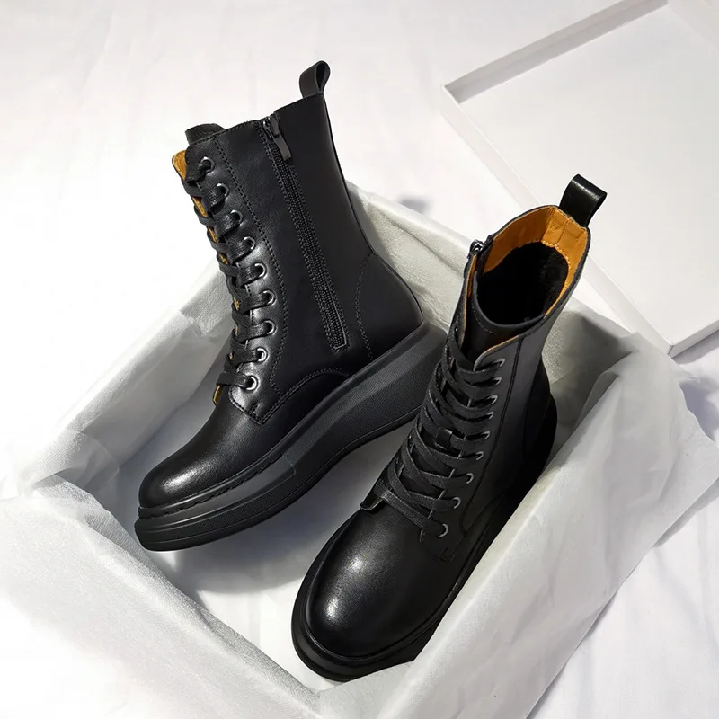 

Зимние женские ботинки челси с рукавом, толстые женские короткие ботинки в британском стиле, высокие черные повседневные Ботинки Martin, Zapatillas...