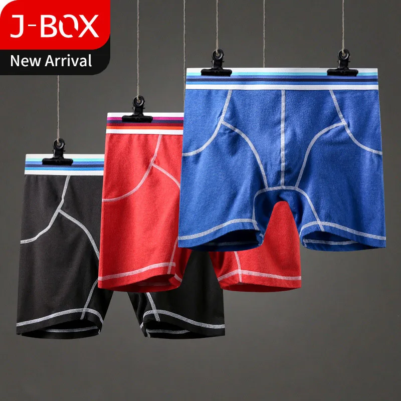 J-BOX, 1 шт., мужское сексуальное нижнее белье, Cueca, хлопковые гей трусы-боксеры дышащие трусы, мужские трусы размера плюс, льняные Длинные боксеры, нижнее белье