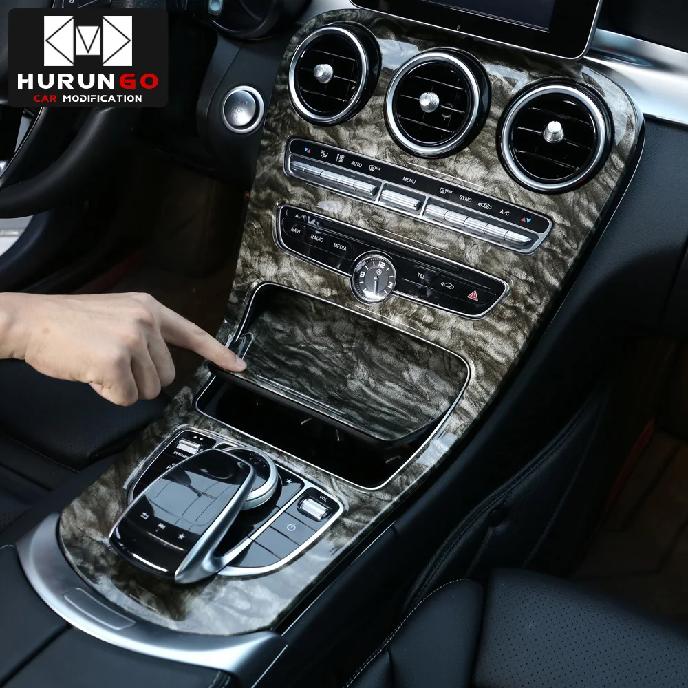 Мраморный узор стиль центральной консоли украшение панели ABS 2 шт. для Mercedes Benz C Class