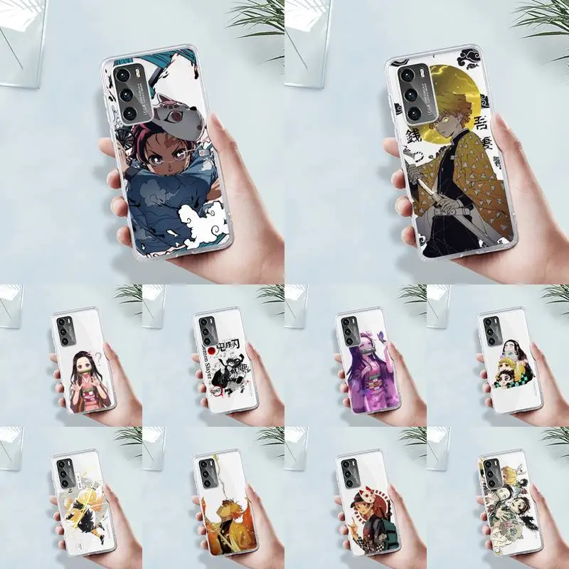 

Demon Slayer Kimetsu No Yaiba Phone Case Transparent For Huawei 8 7 6 5 4 3 2 pro SE i E Soft TPU Clear Mobile Bags Coque