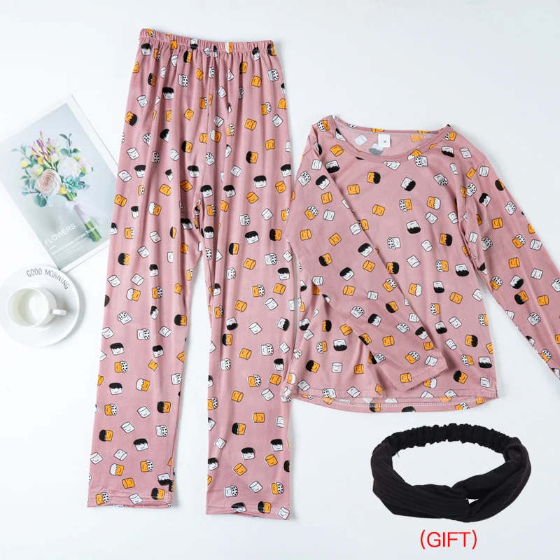 

Новинка весна-лето одежда для сна хлопковые брюки с длинным рукавом женский Пижамный костюм Простой стиль Женская длинная Пижама