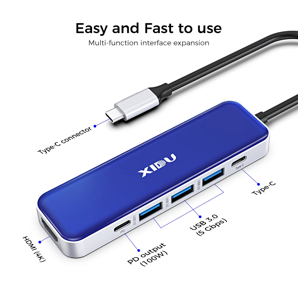 USB 3 0 концентратор 6 в 1 type c зарядный разъемов PD 4K HDMI порт быстрая зарядка несколько
