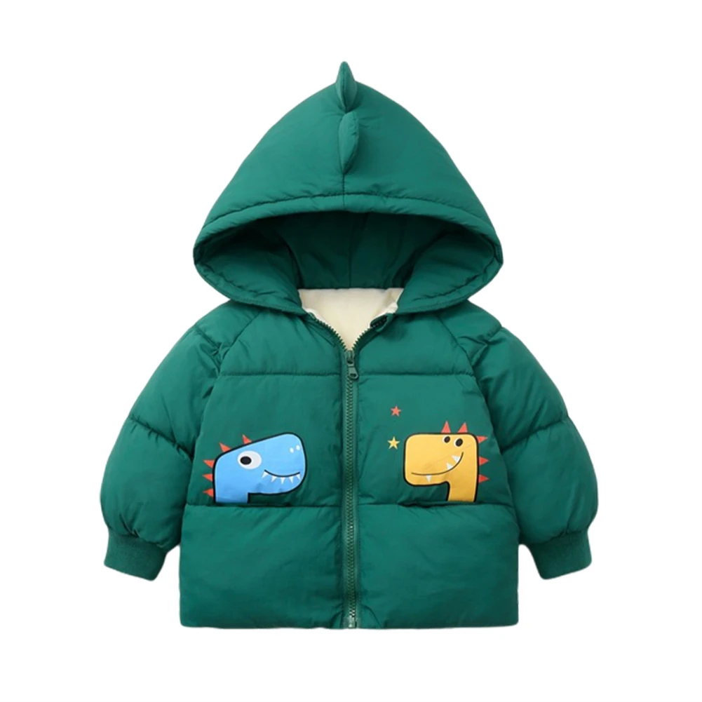 

Baywell Winter Kids Baby Boys Hooded Down Coats Infant Warm Puffer Padded Zipper Jacket Thick Cartoon Dinosaur Outerwear 2-7T