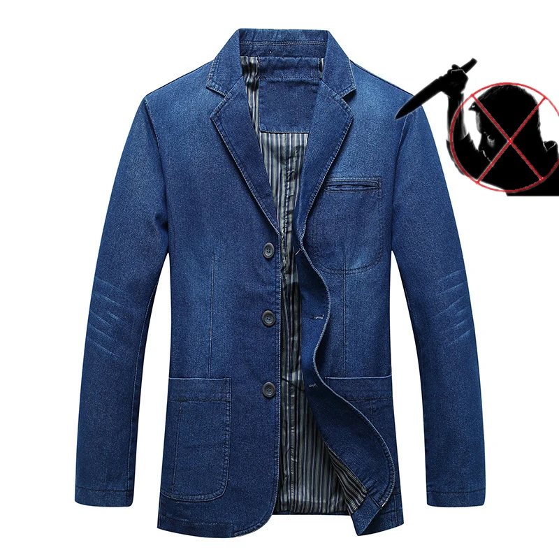 

2021Tactical Anti-stab anti-cut Denim Blazer Self-defense flexible stealth hacking BodyGuard police security protection clothing