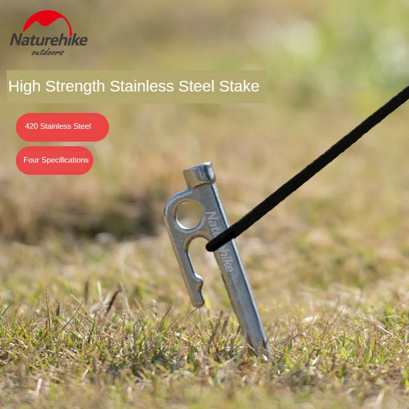 Naturehike 1 Pcs High Strength Stainless Steel Ground Nail Tent Large Canopy Anti-dropping Quick-hanging | Спорт и развлечения