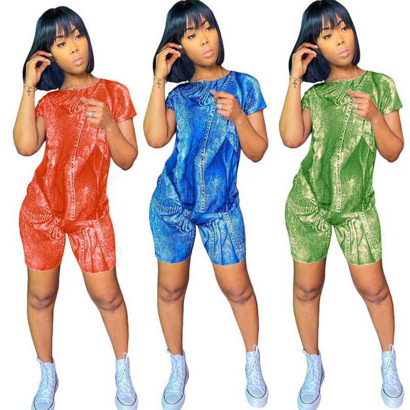 

Womens Casual Printed Shorts Set
