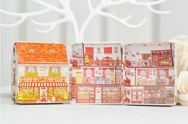 Металлическая жестяная коробка с мультипликационным принтом 12 шт./кор. чехол для