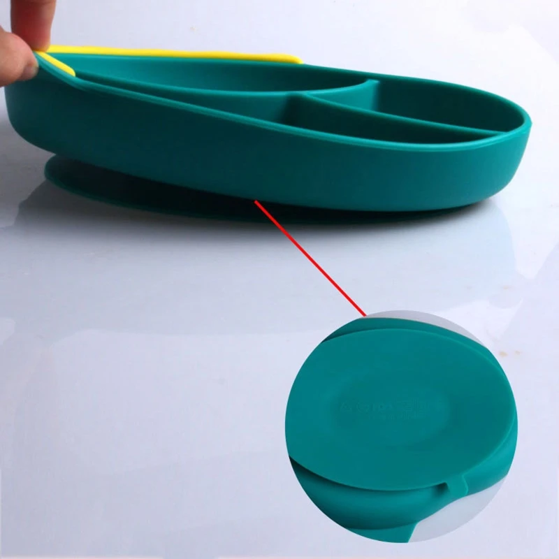 

Baby Training Feeding Food Bowl Spoon Fork Set Anti Slip Cartoon Dinosaur Silicone Suction Divided Plate Tray Utensil