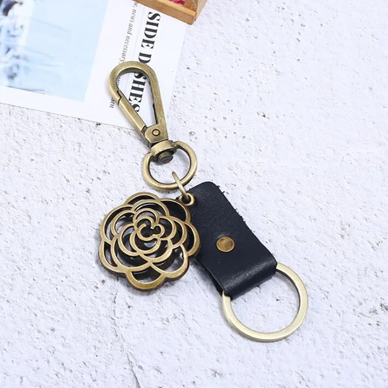 Ретро полые цветочные брелки для ключей в стиле панк винтажный брелок из