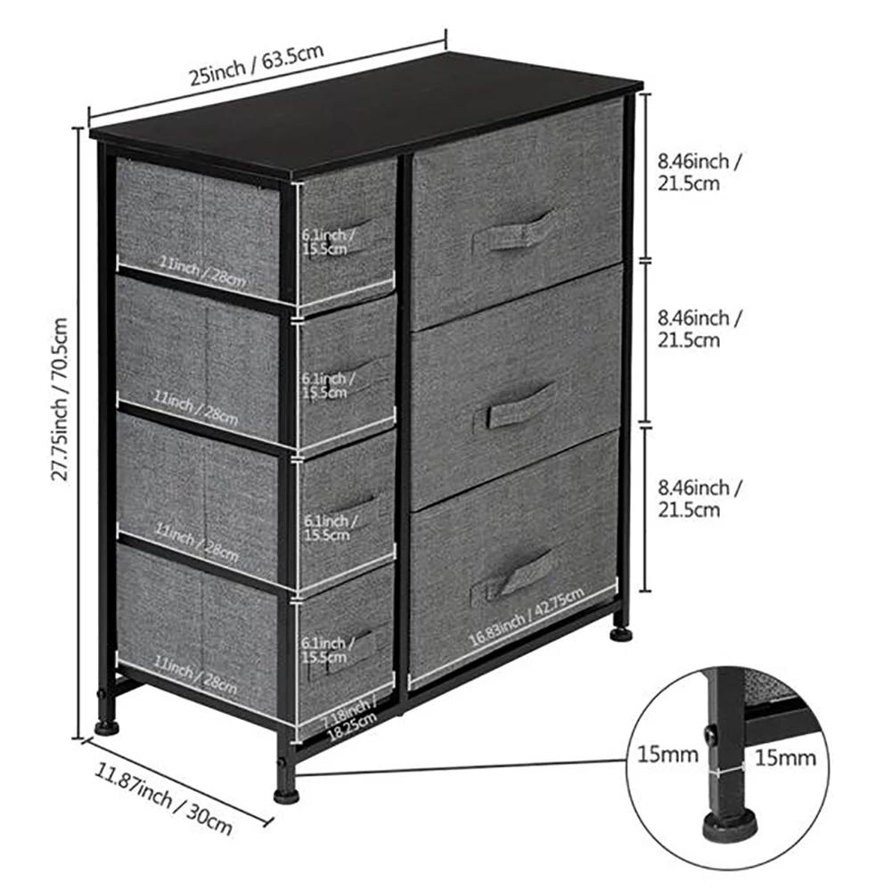 

7 Drawers Four Layer Small Four Big Three Type Rron Non-woven Fabric Drawer Shelf Furniture Storage Tower Unit for Bedroom