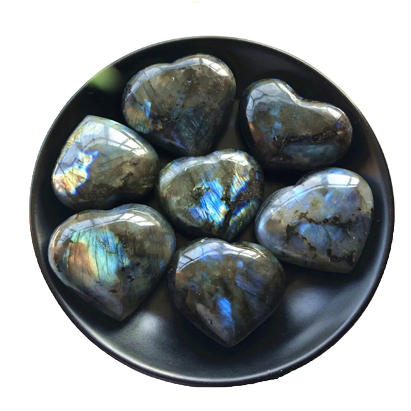 

Crystal Labradorite Palm Stone Healing Quartz Gemstone Worry Stone Heartx Shape Home Decor Colorful Energy Stone Rock Mineral