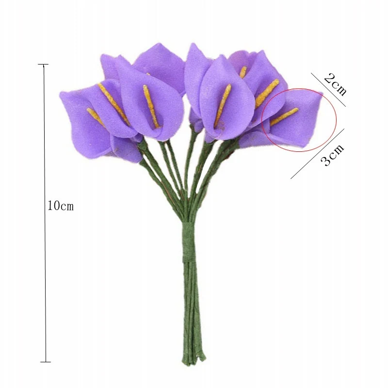 12 pcs Мини пена Калла Павлиньего хвоста ручная работа искусственные цветы