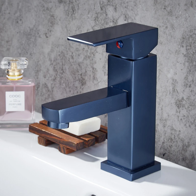 Роскошный квадратный алюминиевый смеситель для раковины в ванной комнате кран