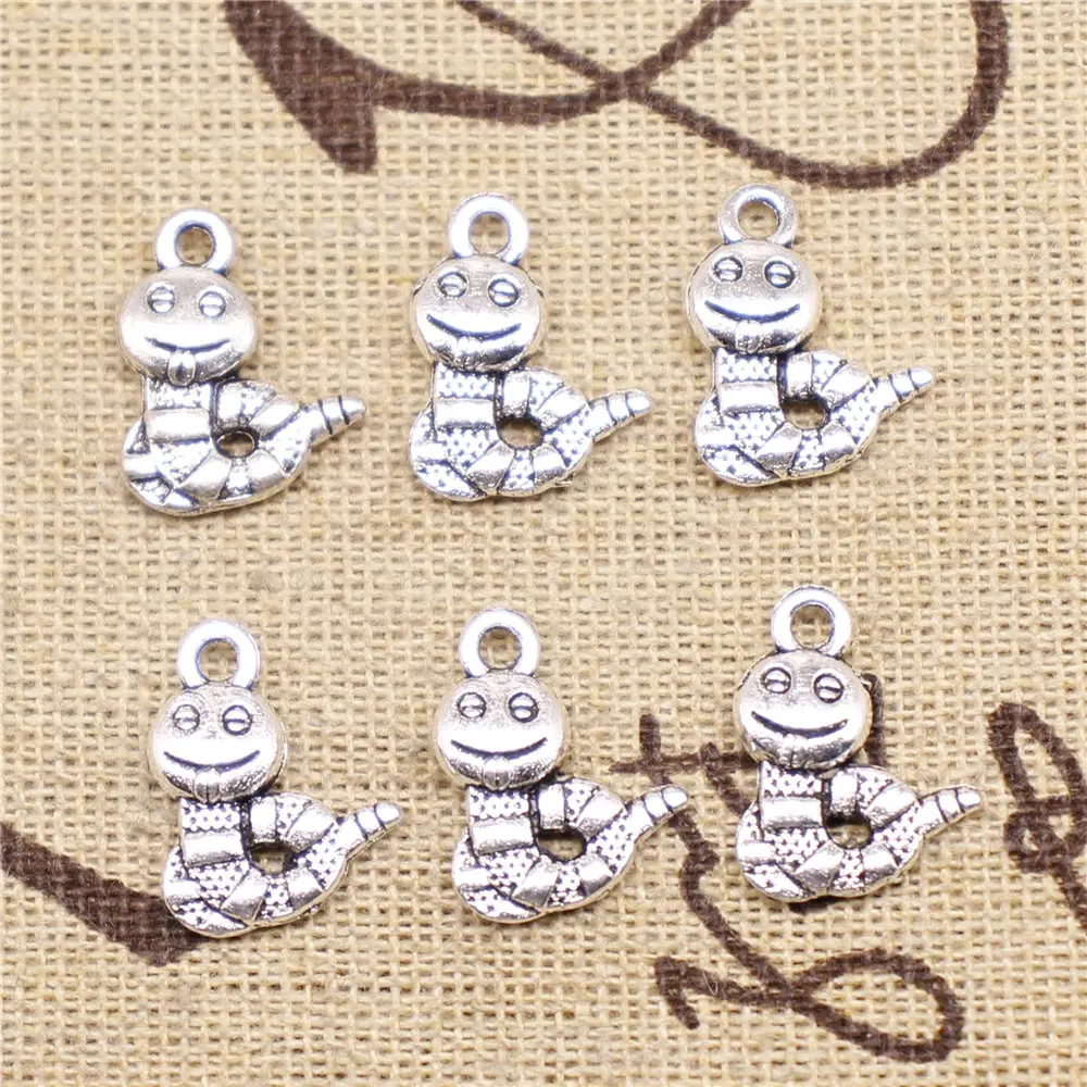

Charm For Making Jewelry Pendants Antique Silver Color Snake 16x12mm 20pcs