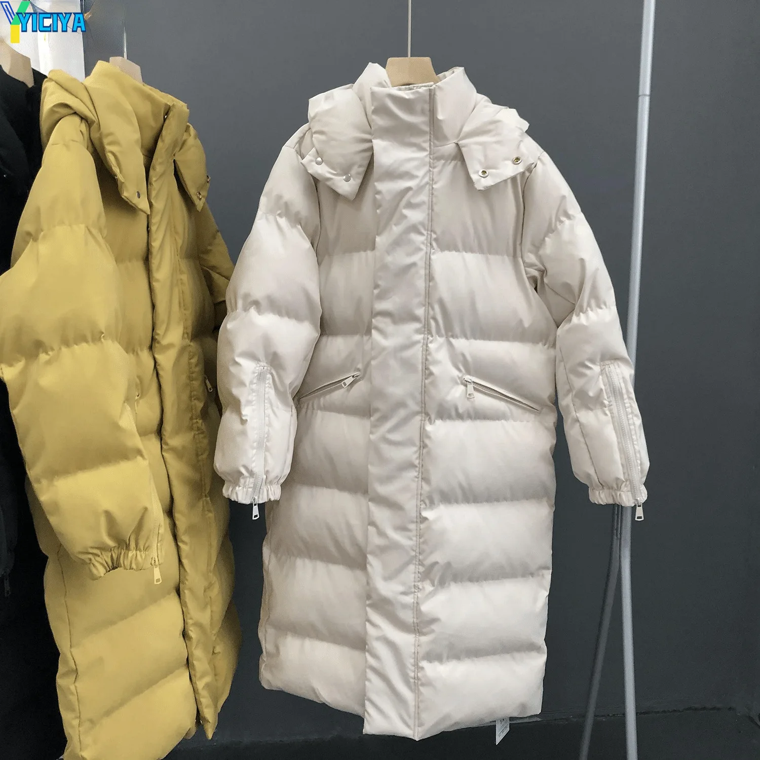 

Women Winter Coat Parkas Korean Coats Thick Long Parkas Mid-length Down Padded Down Jacket Women's Long Section Met Bread Jacket