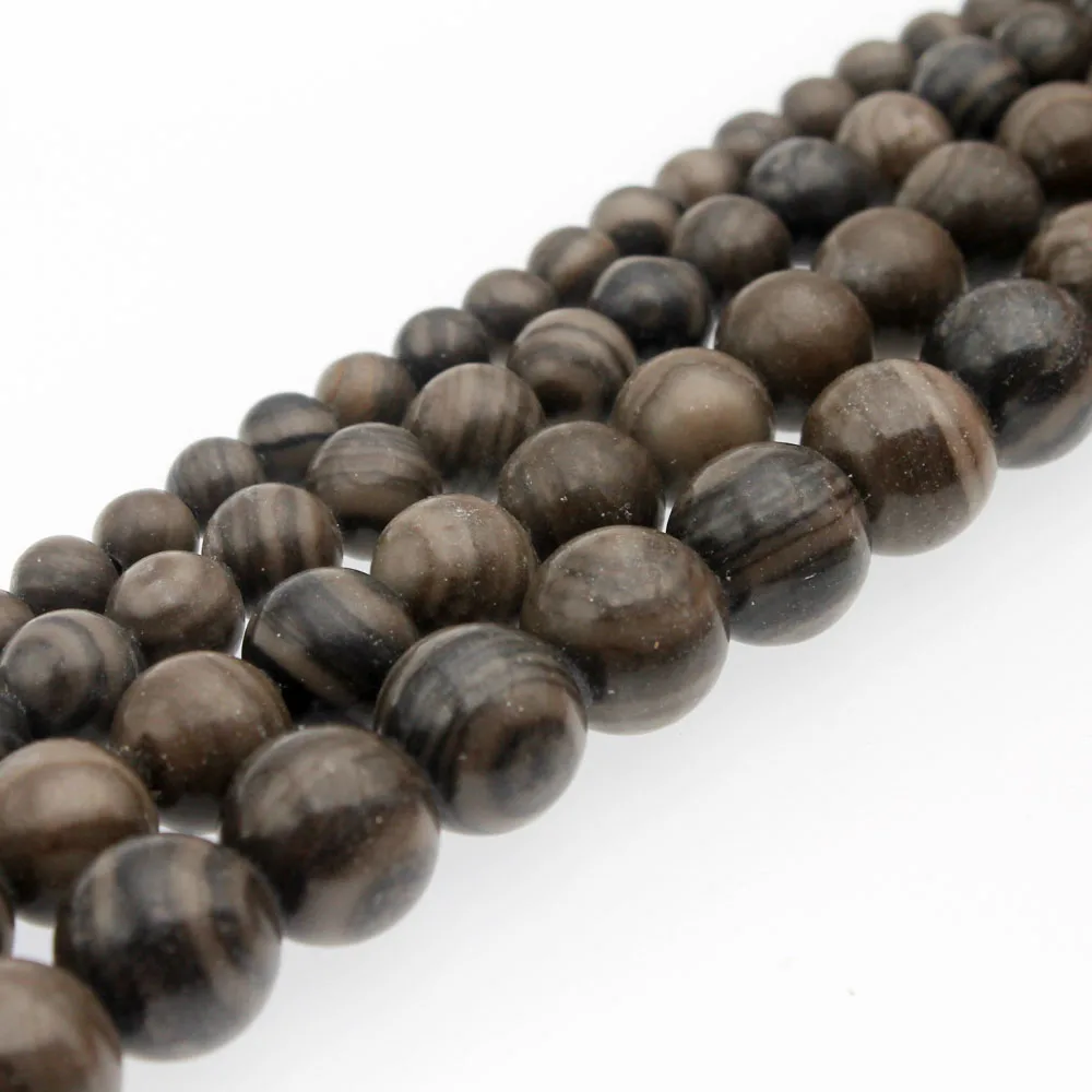 Оптом Гладкие Черные деревянные бусины из натурального камня круглые свободные 4
