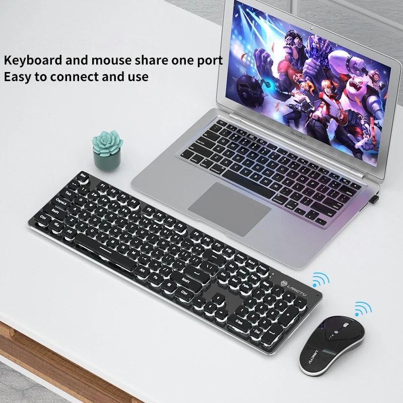 104 key rechargeable wireless bluetooth gaming keyboard and mouse set pink cute ultra thin suitable for home office game free global shipping