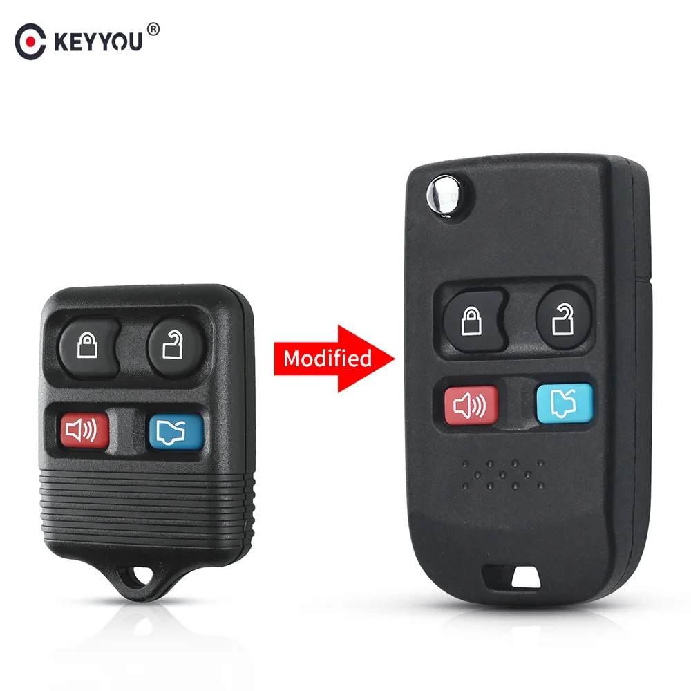 KEYYOU 4 кнопки модифицированный складной дистанционный ключ флип-чехол для Ford Crown Victoria Escape Expedition Explorer Sport Trac