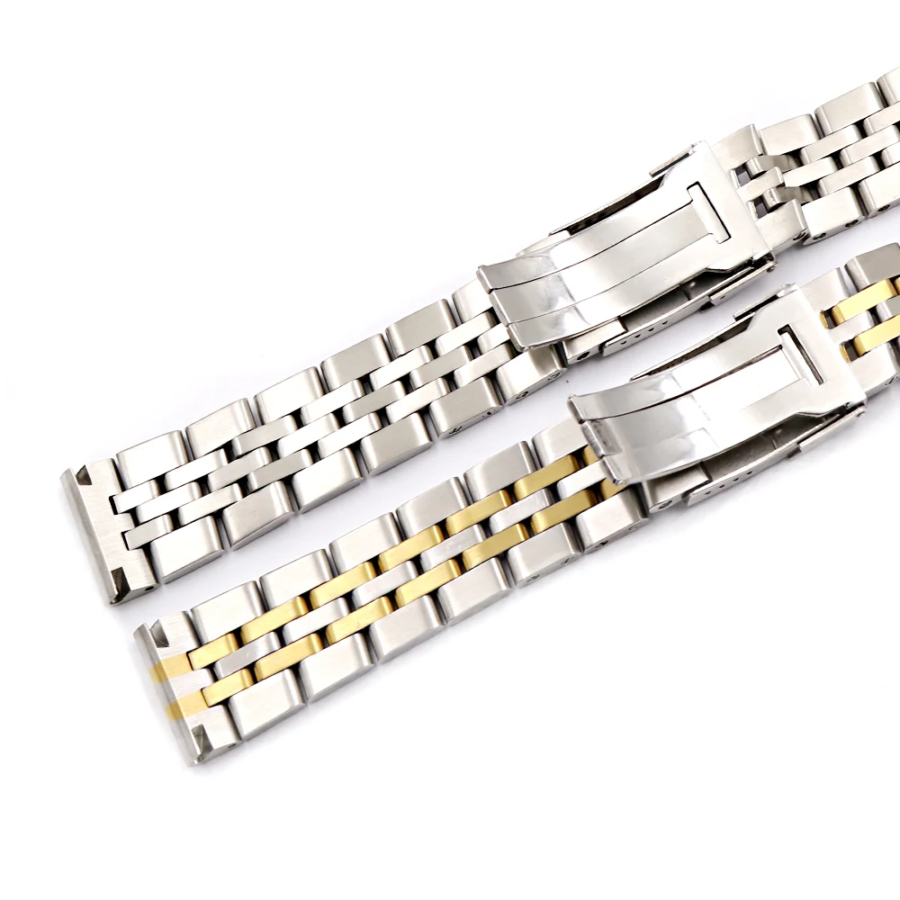 Rolamy 20 22 24mm High Qualtiy Silver Two Tone Gold  Stainless Steel Wrist  Strap Watch Belt Watch Band Strap For Breitling