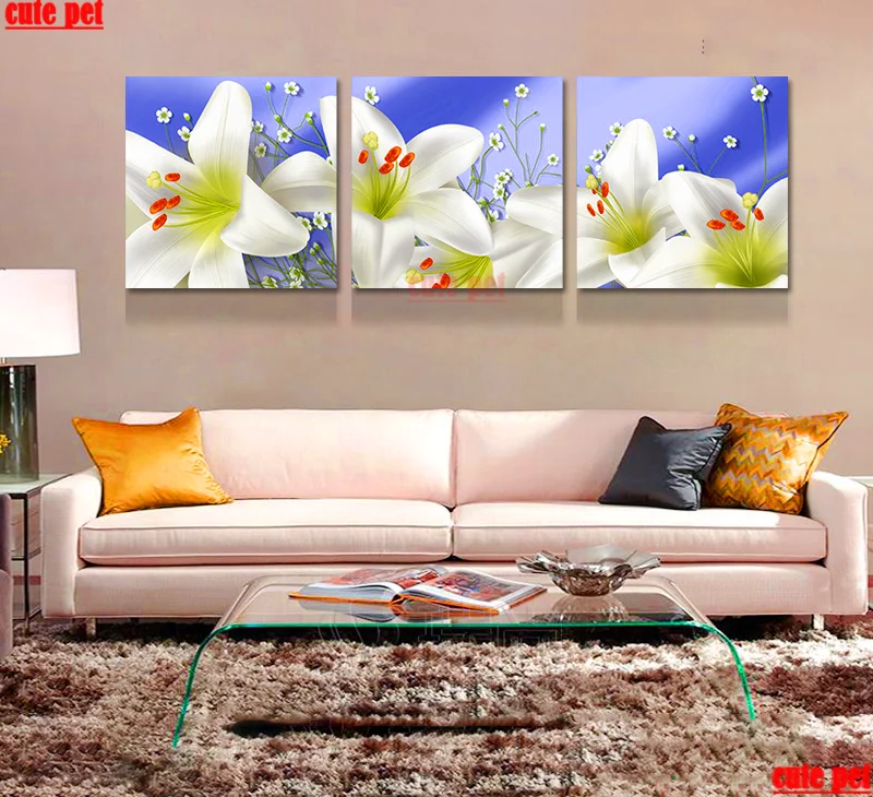 

3PCS DIY Diamond Painting Lily still life flowers Full Square/Round Drill Rhinestone Diamant Embroidery Mosaic Kits Home decor