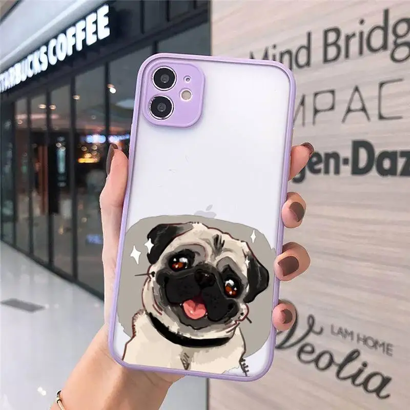 

Cute Pug Dog French Bulldog Phone Cases matte transparent For iphone 7 8 11 12 plus mini x xs xr pro max cover
