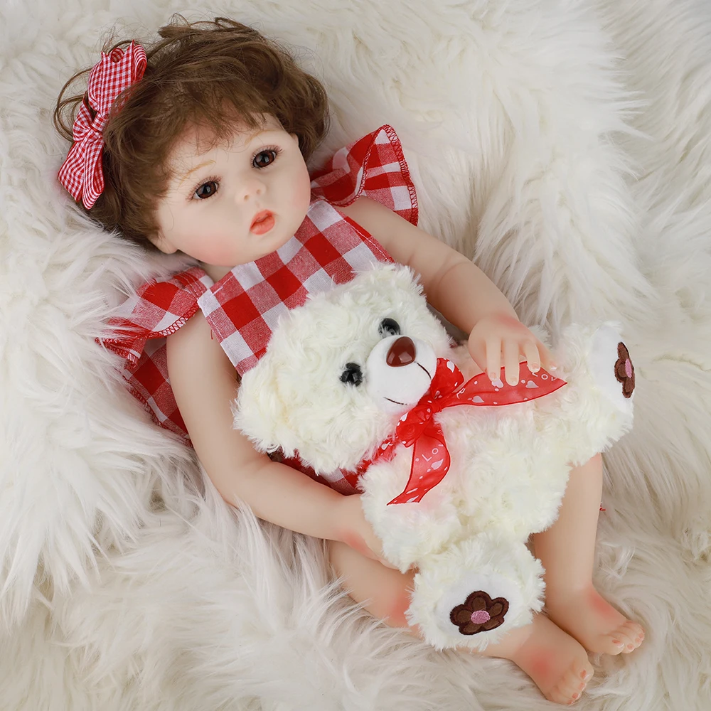 Hoomai Realistic Newborn Baby curly hair 18 '' Full Silicone Body Lifelike Bebe Reborn Dolls For boy Children Birthday Gift | Игрушки