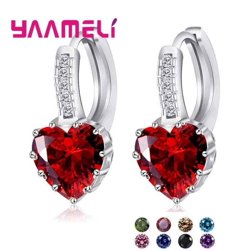 Женские серьги кольца из серебра 925 пробы с фианитом|sterling silver hoop earrings|hoop earrings for
