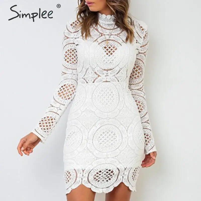 Simplee сексуальное платье с высоким воротником белое открытые вечерние платья