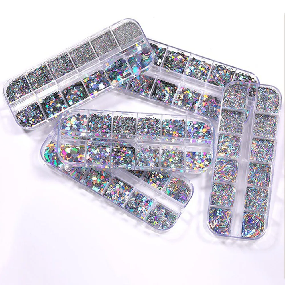 

Colorful 3D Laser Nail Sequins Holographic Star Round Love Nail Art Sequins Glitter Flakes DIY Manicure Accessories