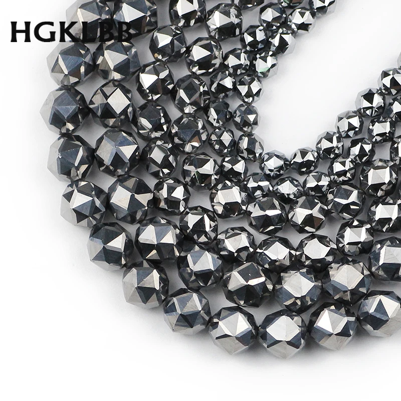 

HGKLBB Natural Starlight Titanium HZ Stone Faceted Round Spacers Loose beads for Jewelry making bracelets necklace DIY 6/8/10MM