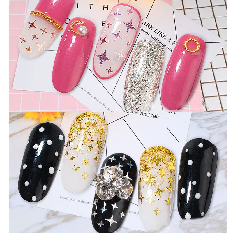 Ультратонкие голографические Блестки для ногтей 4 мм с крестиком и