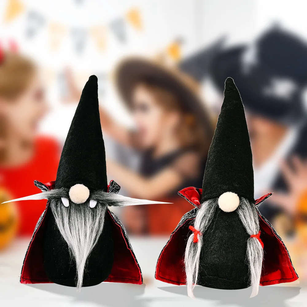 

2022 Halloween Dwarf Decoration Faceless Doll Black Witch Cloak Hat Vampire Doll Decoration Decoration Gift home decoration