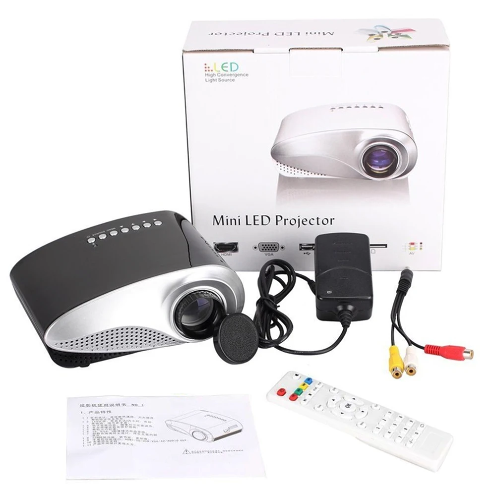 Портативный мини проектор домашний кинотеатр светодиодный мультимедийный ЖК 1080P