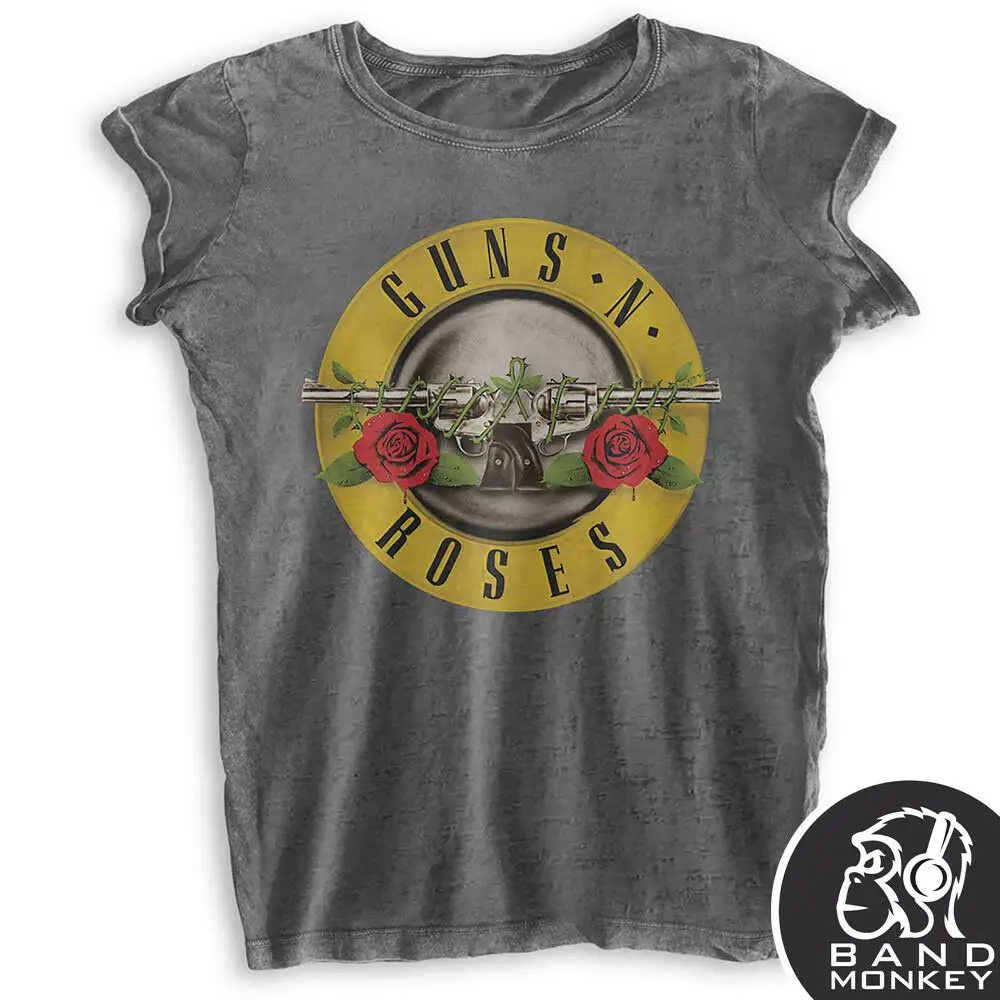 Guns N Roses женская серая футболка с логотипом пуля официальная Летняя мужская