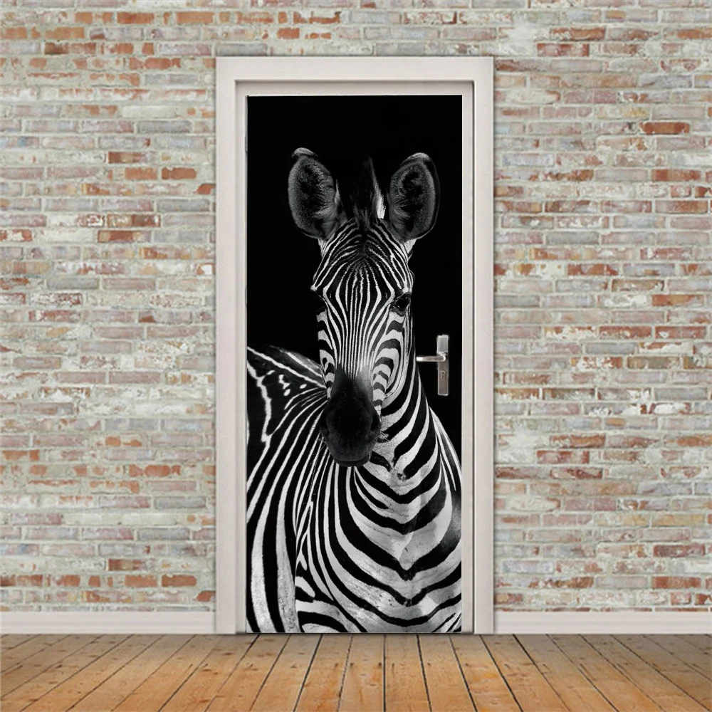 

3D creative zebra door stickers wall stickers self-adhesive waterproof removable