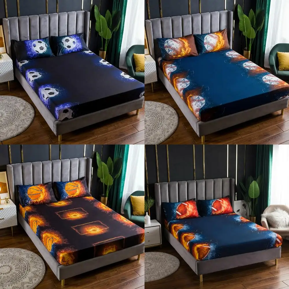 Натяжная простыня с 3D принтом в виде мяча для матраса защитный чехол наволочка