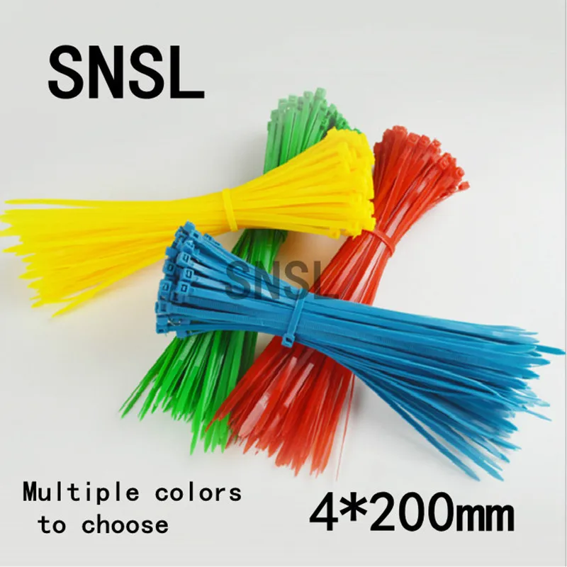 

Color nylon cable tie4*200mm，100PCS，Red/ blue/ yellow/ green，Wiring accessories wire and cable tie multicolor package