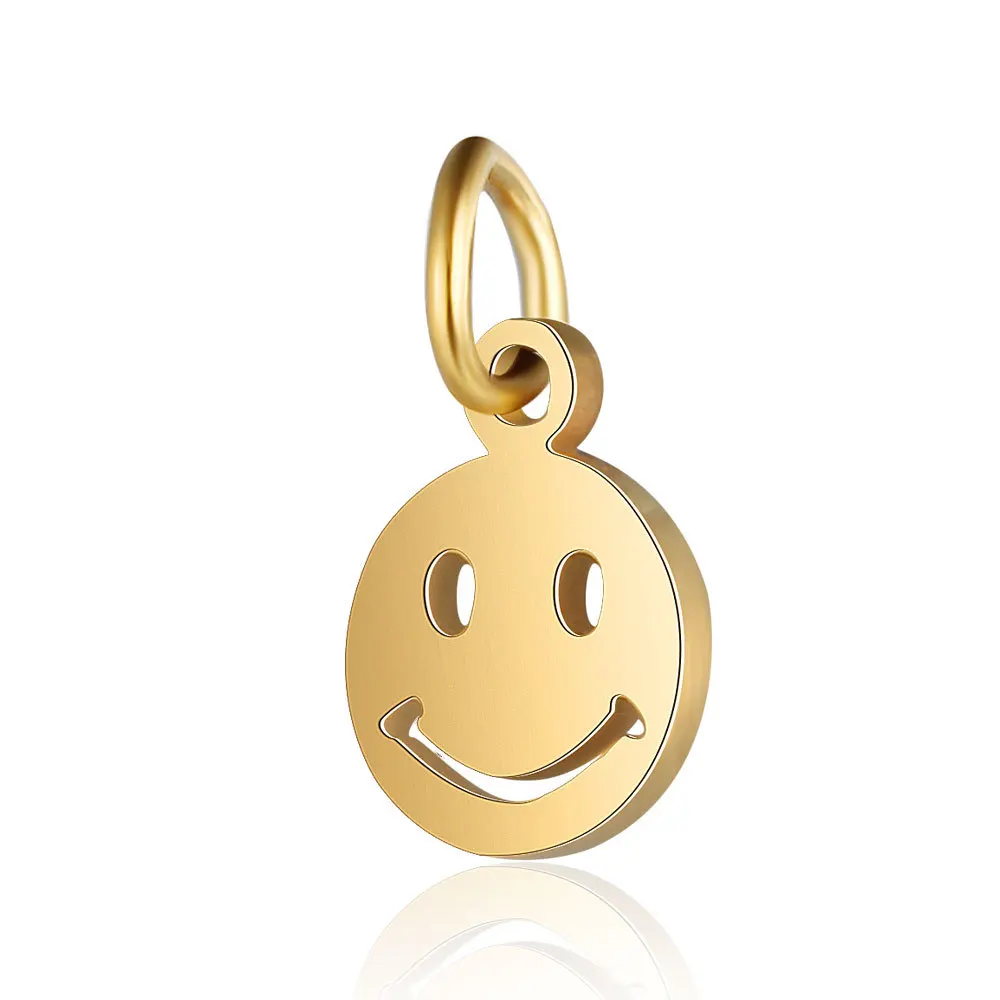 

5pcs 316L Stainless Steel High Polished Smile Face Charm 7x11.5 Gold Steel Tone Floating Charm for DIY Pendant Jewelry Making