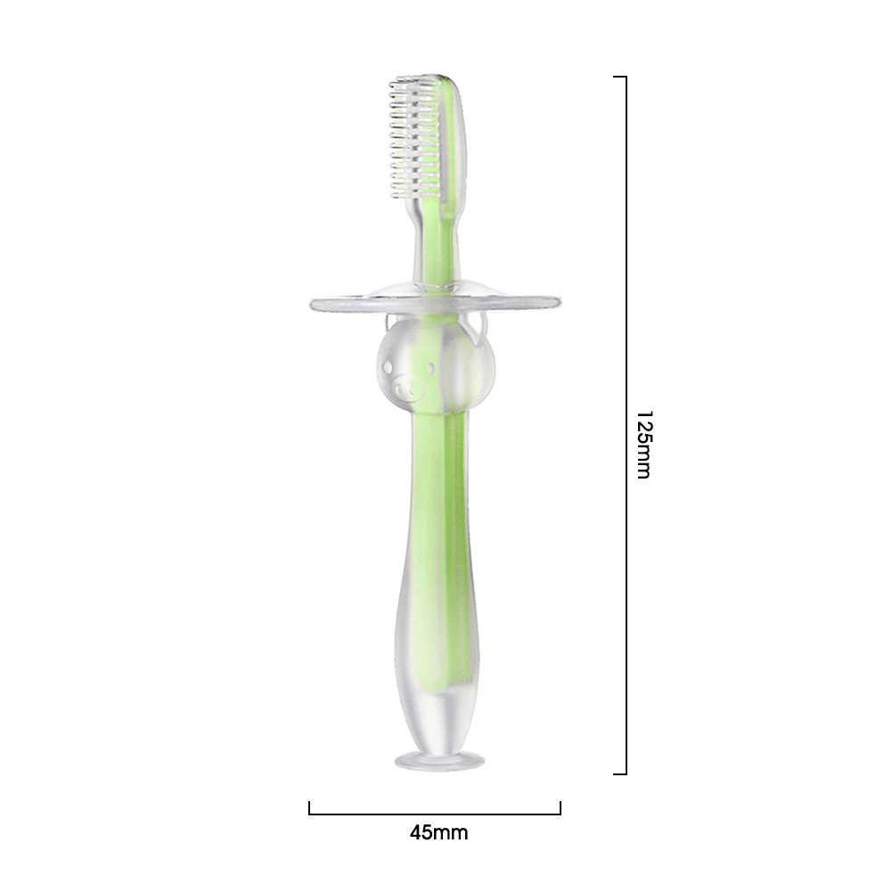 

Kids Training Toothbrush Soft Bristles BPA Free Baby Soft Silicone Brush Oral Care Brush with Suction Cup for 1-3 yrs