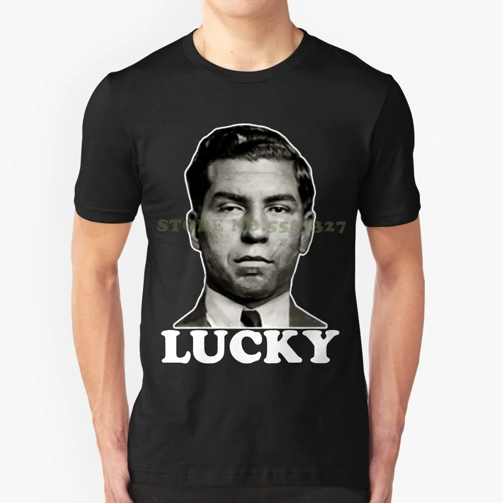 

Лидер продаж, Мужская футболка, модная футболка Lucky Luciano, итальянская Гангстерская мафия, белая хлопковая кавайная футболка