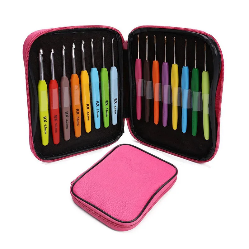 

16pcs Multi Colour Crochet Hook Yarn Alu Knitting Needles Set Kit with Box Hand Sewing Tools