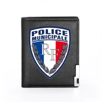 police badges around the world theme leather wallet men women billfold slim credit cardid holders inserts short purses