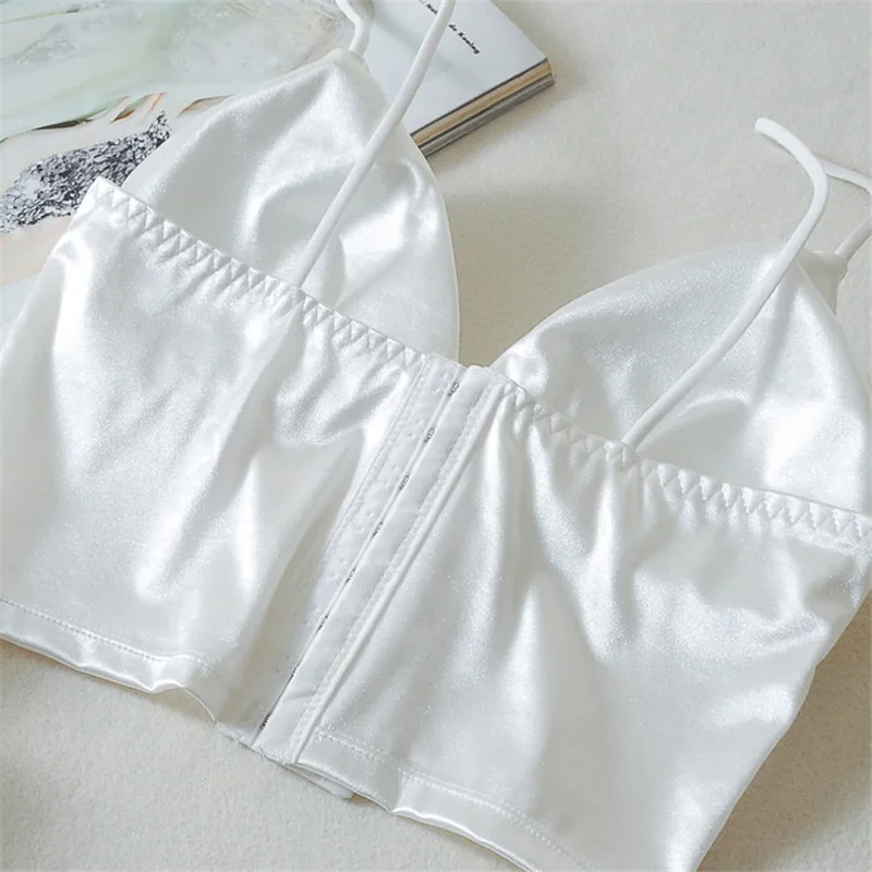 Сексуальный женский Гладкий Шелковый бюстгальтер без косточек для сна